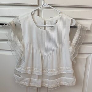 J.O.A. White Sleeveless Ruffled Pintuck Blouse
Apricot lane NWT